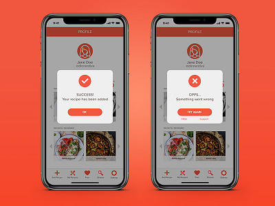 Daily UI 011 app dinner error message flash message recipe ui ux