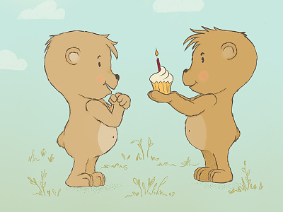 Birthday Bears bears birthday cupcake cute friends illustration