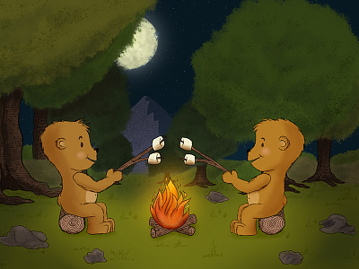 Campfire Bears bears campfire camping cute illustration smores