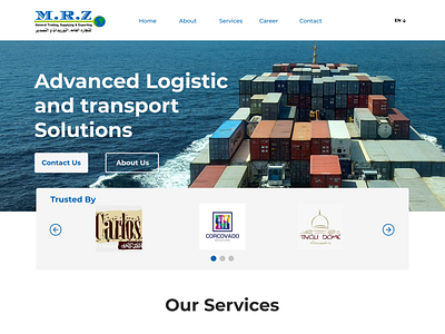 Supplying and exporting company landing page