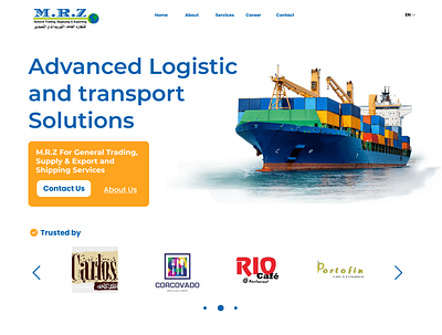 Supplying and exporting company landing page cargo cargo ship company containers design exporting landingpage website