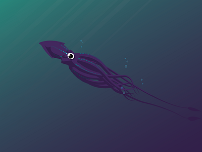 Giant Squid Sighting bubbles giant squid giant squid creative illustration purple swimming turquoise underwater vector