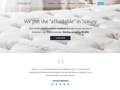 Mattress Website Redesign Home