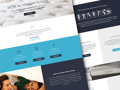 Mattress Website Redesign Internal Pages austin texas blue cool desktop giant squid creative heather white hero icons simple website