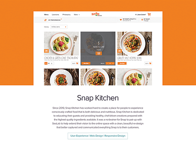 SeaLab Website Portfolio Snap Kitchen Sneak Peak austin graphic design heather heather white portfolio sealab sealab creative snap kitchen ux design web design