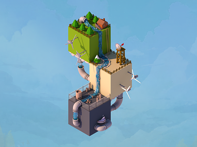 Evolution - First Shot! isometric low poly simple squares