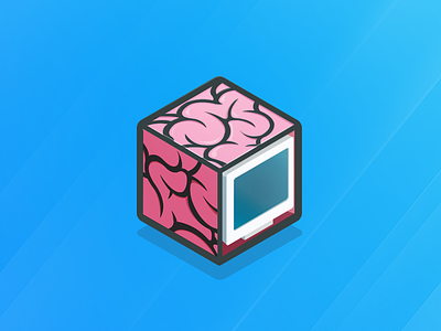 Cyber Isometrics brain computer computer logo isometric isometric design isometric logo logo pink pink brain