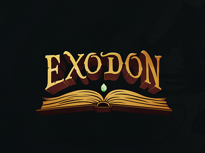 Exodon Logo book brand gem illustration logo mark medieval minecraft old old logo