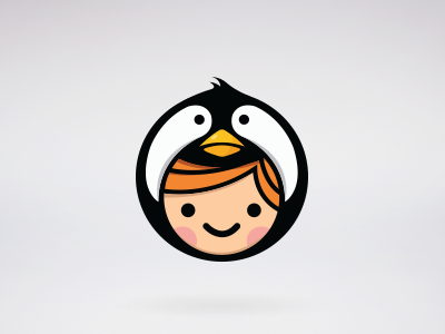 Penguin Child branding child circular hat kids logo mark penguin young