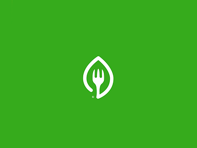 Leaf brand fork green healthy leaf logo organic