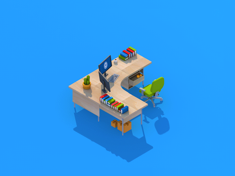 It's Friday! 3d desk gif isometric loop low poly office working