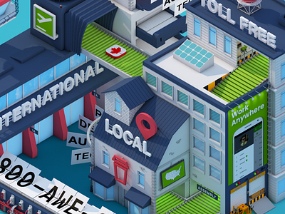 Isometric City 3d assembly line cinema4d city editorial factory game illustration isometric low poly