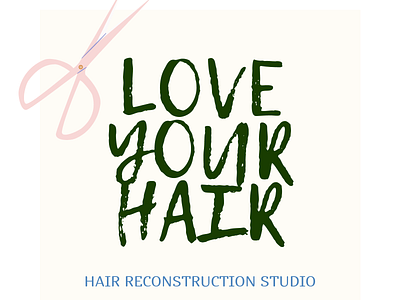 Logo for a modern hair reconstruction studio "Love Your Hair" branding design icon illustration logo
