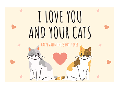 I love you and your cats design illustration valentine day valentines day valentines day card web