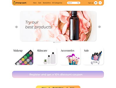 Makeup E-Commerce First Page branding cosmetic shop design illustration online shop shop shopping ui uiux uiuxdesign ux vector web webdesign website website design