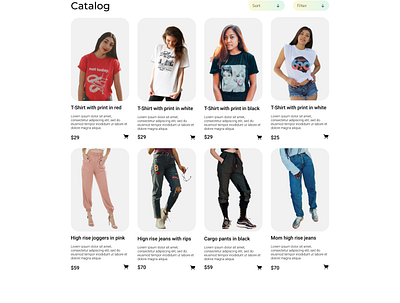 Catalog page for an online clothing store branding clothing shop clothing store design shop ui web website website design