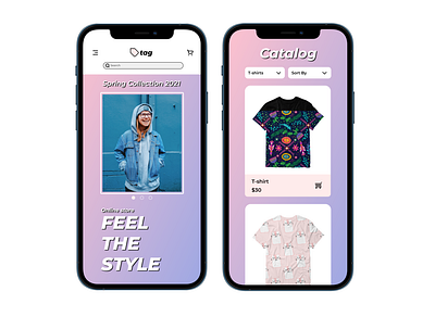 Mobile version for online clothing store "tag" branding design logo mobile mobile ui online clothing store online shop shop ui webdesign