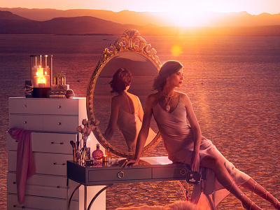 Golden Discovery, Vanity desert discovery furniture gift home decor las vegas sunset