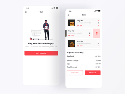 Cart Screens app design ui ux