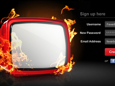 Work in progress burn fire flames red register signup tv website