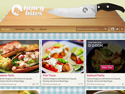 FancyBites header blog food header kitchen knife recipe wood