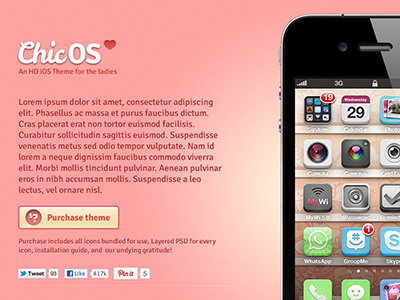ChicOS - Custom iOS Theme hd icon ios ipad iphone retina set theme