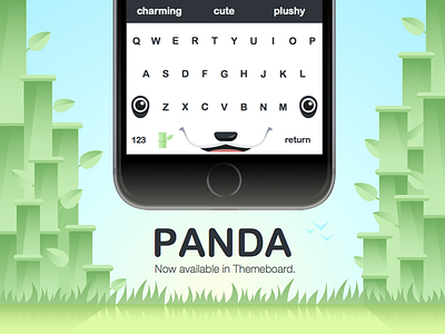 Pandatheme animal bamboo custom keyboard illustration panda themeboard