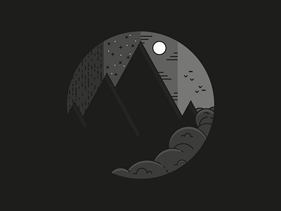 Dark Mountain adobe illustrator black and white clouds illustration illustrator lineart mountain rain vector weather