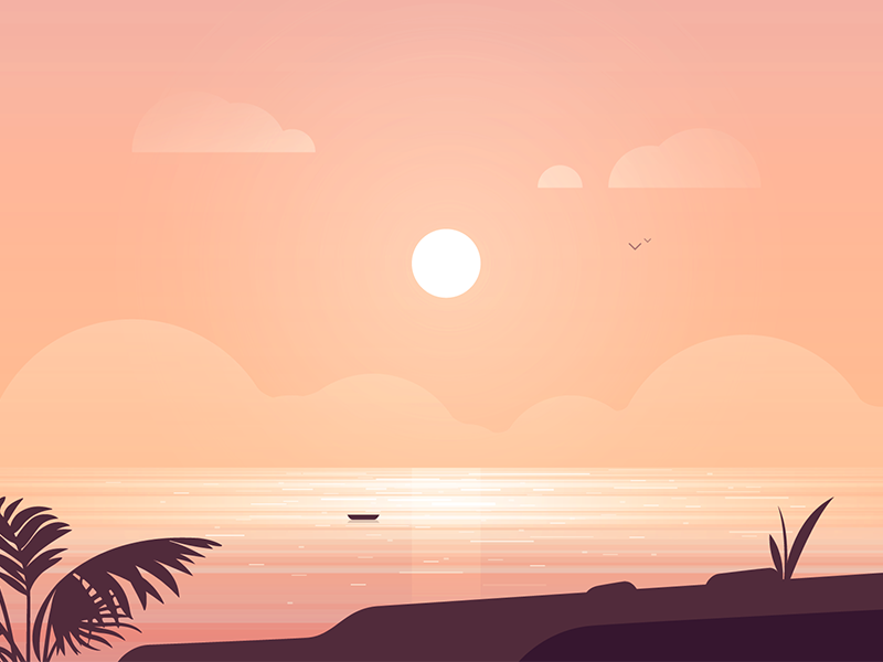 Sunrise with boat by Adrian Fernandez on Dribbble