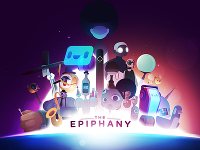 The Epiphany black cover coverart epiphany game illustration robot vector
