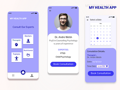 My Health App app calender design design health app home screen idea mobile screens ui ux