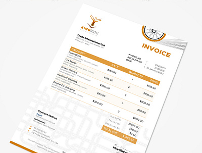 King Ride - Invoice abstract adobe illustrator bike bike shop bill brand brand identity branding business calculation corporate design finance illustration invoice logo print print ready vector