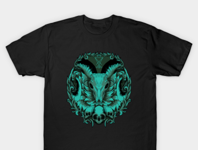 Goat skull with human skulls t-shirt