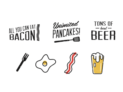Supporting elements bacon beer eggs logo pints spatula