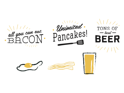 Supporting elements bacon beer cast iron eat eggs kegs pint skillet wheat