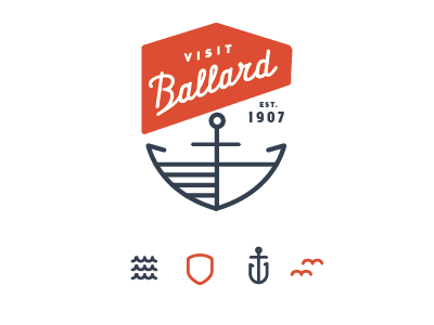 Logo Concept anchor badge ballard icon logo nautical seattle water waves