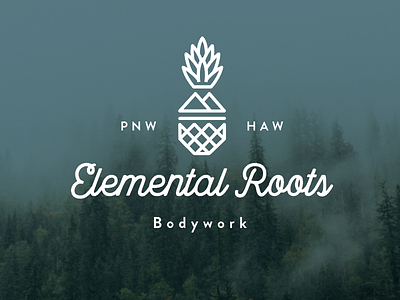 Logo Concept massage mountains pineapple pnw