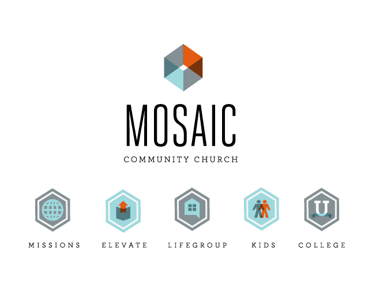 Mosaic Identity books college cube identity kids logos world