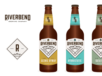 Riverbend Rebrand Concepts beer bend bottle branding logo moutain packaging river