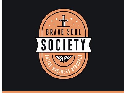 Brave Soul Society Logo badge butterfly id identity logo sword