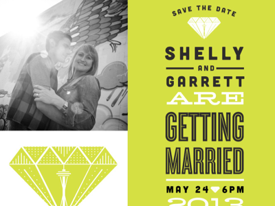 Save The Date diamond green invite save the date type wedding