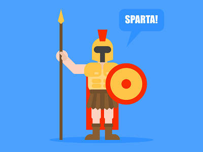 Sparta warrior character design digital art drawing flat design graphic design illustration illustration 2d logo ui vector vector art vector illustration