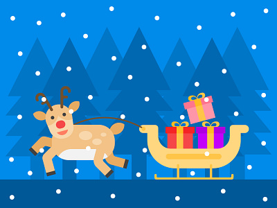 Reindeer with gifts design digital art drawing flat design graphic design illustration illustration 2d ui vector