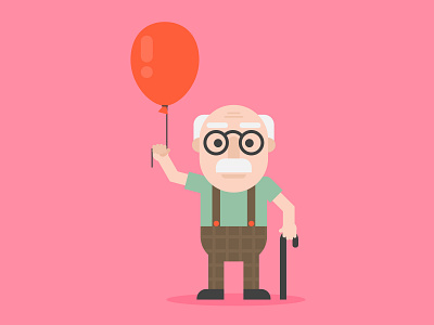 Grandpa and balloon character design digital art flat design graphic design illustration 2d vector illustration