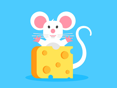 Mouse and cheese character design digital art flat design graphic design illustration 2d ui illustration vector illustration