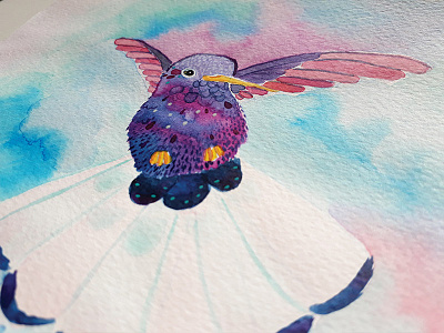 Hummingbird Sky bird hummingbird illustration painting watercolor