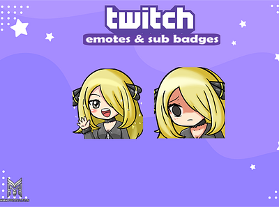 cute chibi cynthia twitch emotes chibi twitch emotes commission emotes emotes for twitch illustration streamer twitch twitch emotes