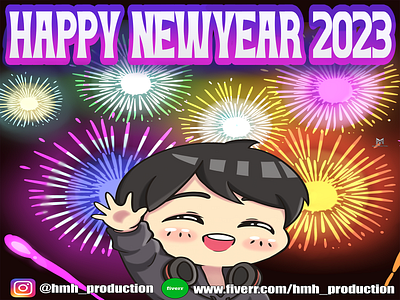 chibi happy new year 2023 2023 badges chibi twitch emotes commission cute chibi design emotes emotes for twitch firework fiverr gaming happy new year illustration logo new year overlays streamer twitch twitch badges twitch emotes