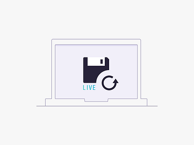 Illustration live save computer icon illustration live real project save