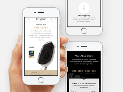 Hair Coach Landing Page - Mobile brush coach connected hair hairbrush kérastase mobile real project smart web withings
